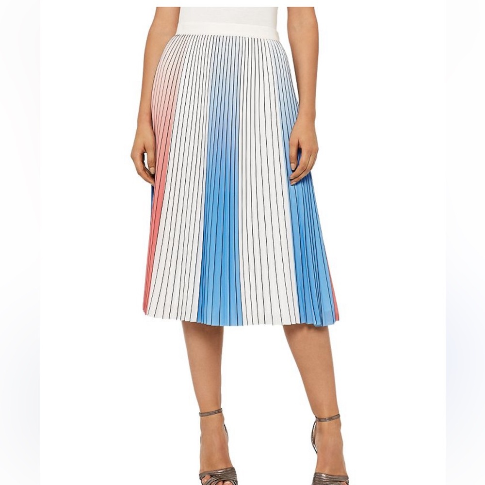 REISS Nina Pleated Skirt Color Block Midi Glam Soft Girl Designer Lightweight